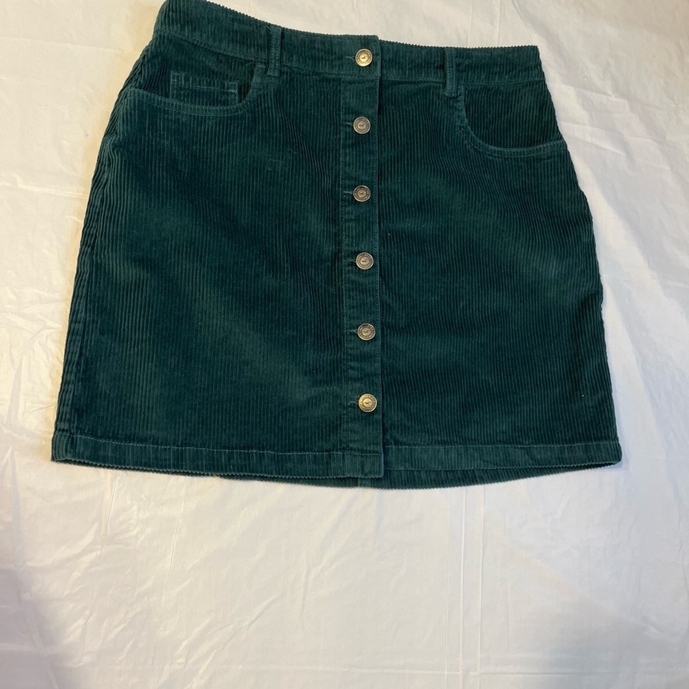 Hollister Teal Corduroy Mini Skirt with Buttons